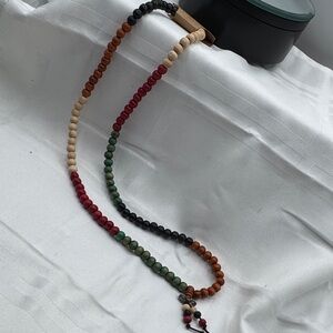 Malia necklace multicolor stretch handmade cream red green black dark orange new